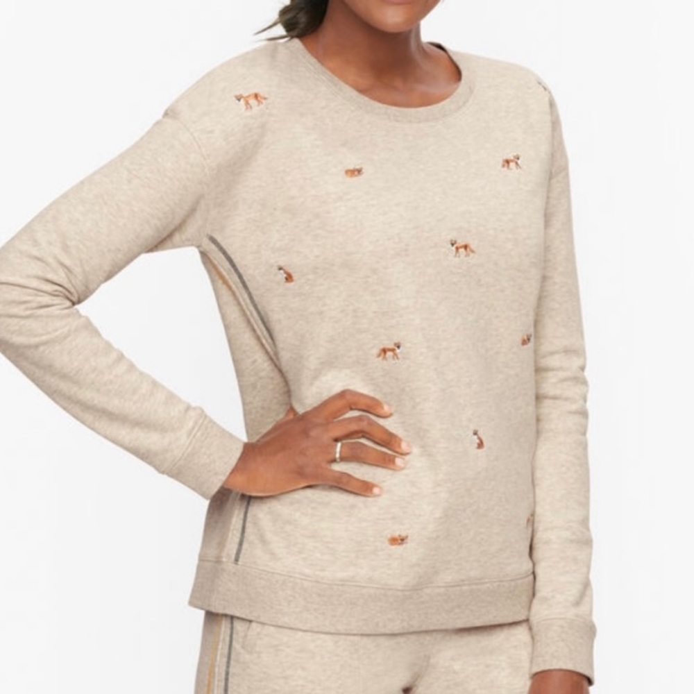 Talbots Embroidered Fox Sweatshirt Size M